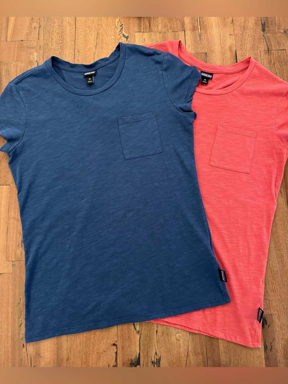 Two Patagonia Crewneck Cap Sleeve Pocket Tees